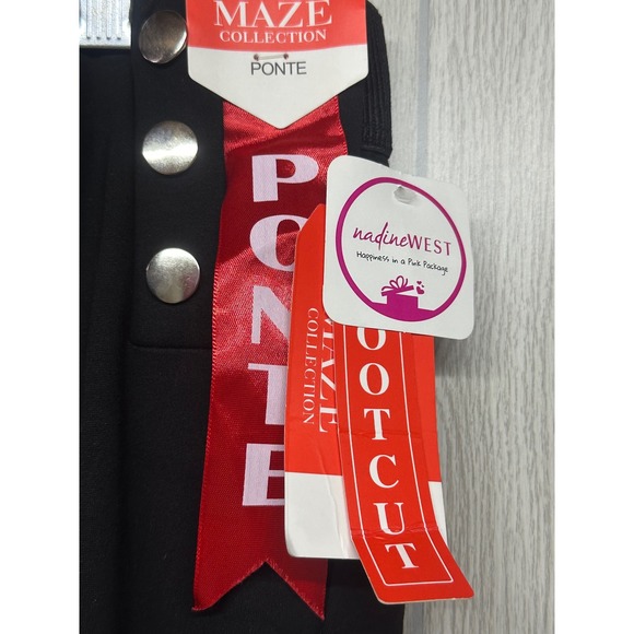 Maze Collection Black Ponte Pants Size 3X Button Detail Flare Leg - Picture 6 of 9